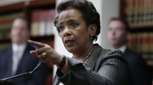 Loretta Lynch, U.S. Attorney for the Eastern District of New York, speaks during a news conference in New York in April. ( SETH WENIG/ASSOCIATED PRESS) 