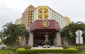 Nine-story Miccosukee casino, hotel, and convention center is at northeast corner of Everglades national park. 