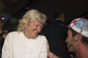 Cathy Jordan of  Parrish, an ALS patient who uses marijuana to cope with her illness,  talks to Anthony Livio on election night, 2014. (AP Photo/Tampa Bay Times/Monica Herndon)  