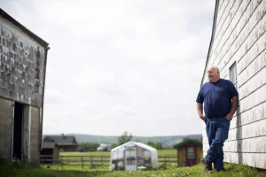 Don Crawford on his family's farm, which is adjacent to property where a company wants to produce medical marijuana, in Wallkill, N.Y., May 20, 2015. The prospective farmer, Erik Holling, is vying to become one of five registered producers of medical marijuana  permitted under a New York State law coming into effect. Crawford supports the proposal of the marijuana farm next door. (Nathaniel Brooks/The New York Times)